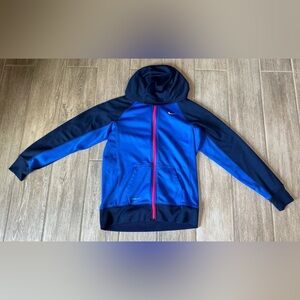 NWOT Nike Pink Blue Hoodie Women XL ThermaFit Full Zip Sweatshirt Jacket Workout